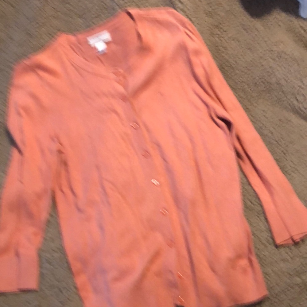 Loft light orange 3/4 sleeve cardigan Size M